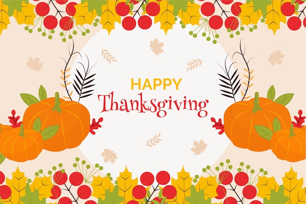 Free vector flat design happy thanksgiving background with decoration