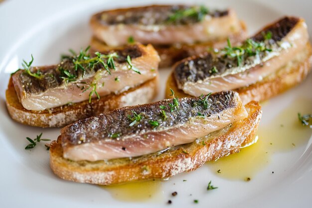 Crostini with anchovies olives and sundried tomatoes