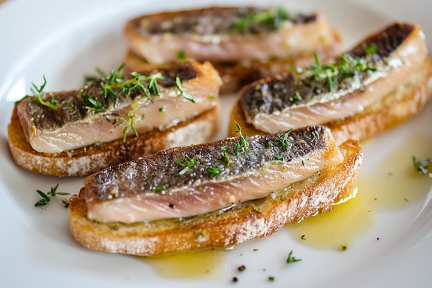 Crostini with anchovies olives and sundried tomatoes